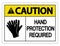 symbol Caution Hand Protection Required Wall Sign on white background