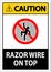 Symbol Caution Sign Razor Wire on Top