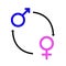 Symbol of changing gender from male to female and from female to male. A sign of sex reassignment surgery. Vector illustration