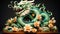 Symbol of Chinese New Year 2024 Majestic green dragon. Traditional Asian zodiac sign according to Eastern lunar calendar