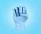 A symbol of cohesion and unity fist clenched medical glove 3d render on blue gradient