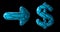 Symbol collection arrow and dollar made of blue plastic. Collection symbols of low poly style blue color plastic