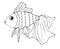 Symbol color editable fish symbol template. hand-drawn goldfish