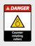 symbol Danger counter rotating rollers sign on transparent background