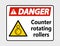 symbol Danger counter rotating rollers sign on transparent background