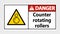 symbol Danger counter rotating rollers sign on transparent background