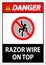 Symbol Danger Sign Razor Wire on Top