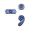 Symbol dash and semi-colon made of painted metal with blue rivets on white background. 3d