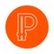 Symbol of digital crypto currency Peercoin, monochrome round line icon, flat style, simple color change