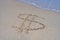 Symbol for dollar ($) written in sand