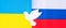 Symbol of dove peace with flag of Ukraine. and Russia Pray, No war, stop war and Nuclear Disarmament