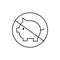 symbol for eating pork. black and white flattened vector illustration