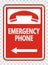 symbol Emergency Phone (Left Arrow) Sign on transparent background