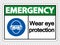 symbol Emergency Wear eye protection on transparent background