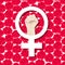 Symbol of feminism with a female fist vector illustration.