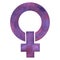 Symbol of feminism, women and the struggle for their rights in a variety of shades of purple