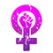 The symbol of the feminist movement is a female gender symbol and a raised fist