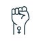 Symbol of Feminist Movement. Strong Fist Raised up with Female Gender Symbol. Girl Power, Female Protest Line Icon. Sign