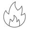 Symbol of fire thin line icon. Flammable caution sign outline style pictogram on white background. Fire or flame warning