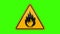 Symbol Flammable Yellow Sign Green Screen