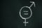 Symbol for gender equality on a chalkboard