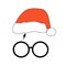 Symbol glasses, lightning, and Santas hat.