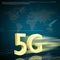 Symbol of Gold 5G speed internet on Digital background