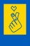 Symbol hand heart Support Ukraine. Blue and Yellow