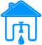 Symbol with house, tap, spigot and drop