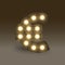 Symbol Incandescent light bulb box set Currency EUR European Euro sign icon, illustration retro 3D