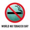 Symbol indicates that No smoking With message showing that World no tobacco day and green abstract globe isolated on white