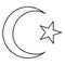 Symbol of Islam crescent and star with five corners icon black color illustration flat style simple image