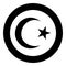 Symbol of Islam crescent and star with five corners icon black color vector illustration simple image