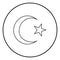 Symbol of Islam crescent and star with five corners icon black color vector illustration simple image