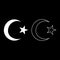 Symbol of Islam crescent and star with five corners icon set white color illustration flat style simple image