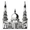 Symbol of Islam. Silhouette of Mosque. Ramadan. Ve