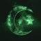 Symbol of Islam. Star and crescent moon. Green symbol