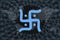 Symbol of jainism swastika with modern design. With a dark background and a world map. Graphic concept for your design
