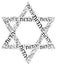 Symbol of Judaism religion. Word cloud illustration.