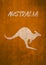 the symbol of kangaroo from Australia and the typography of the australian country. saturated color and flat design with vintage