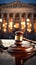 Symbol of Law: Gavel and Legal Books in a Courtroom. Generative ai