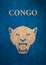 the symbol of leopard from Congo and the typography of the congolese country. rich and colorful and flat design create with old-