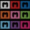 Symbol or letter m surrounded by multicolor mediators, letter M icon