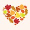 Symbol of love autumn in the form of heart