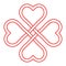 Symbol love and good luck, vector interlacing knot of hearts, four-leaf clover shape to attract good luck and love on St