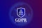 Symbol network protection, inscription GDPR. Applications, services and program. On the background of Earth. Vector horizontal