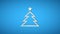 The symbol of New Year and Christmas on a blue background. Chrome glossy Christmas tree with metal star. 3D animation of rotation