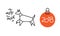 Symbol of New Year dog vector illustration. Barking dog and Christmas decoration