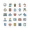 Symbol Office Work Color Thin Line Icon Set. Vector