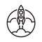 Symbol outline rocket, vector